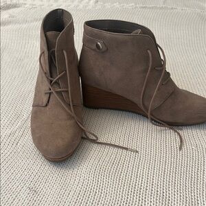 Women's Taupe Wedge Ankle Boots